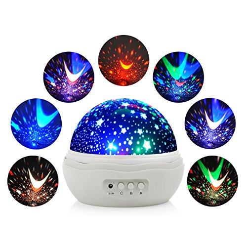 Constellation Night Light Projector, Planetarium Cosmos Star Projector with 360 Rotation Starry Ceiling for Baby Kids Child Bedroom (White Rose)