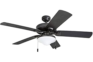 Honeywell Ceiling Fans Belmar, 52 Inch Traditional Indoor Outdoor LED Ceiling Fan with Light, Pull Chain, Three Mounting Options, ETL Damp Rated, Reversible Motor - 50512-01 (Bronze)