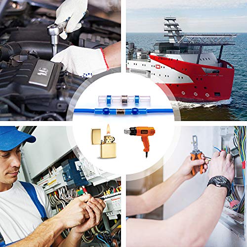 100pcs Solder Seal Wire Connectors,Heat Shrink Butt Connectors Terminals Waterproof Insulated Electrical Wire Terminals,Automotive Marine Wire Splices