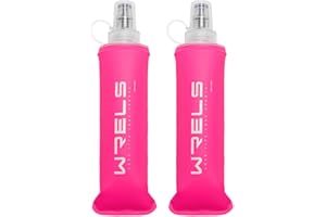 WRELS Folding Soft Flask Portable Collapsible Running Lightweight Water Bottle for Outdoor Sports,Travel with Mouthpeice Cove