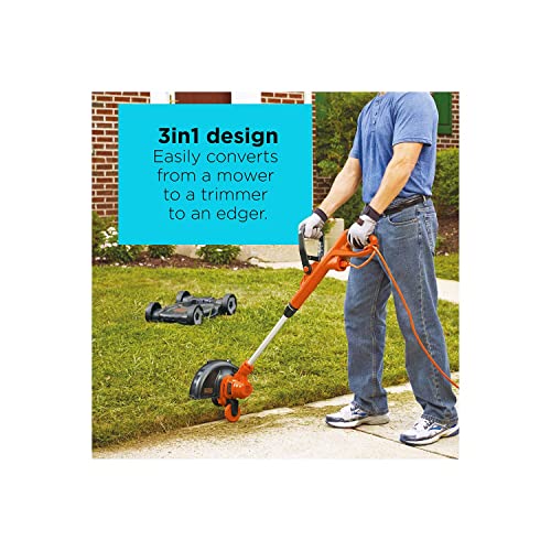 BLACK+DECKER 3in1 String Trimmer/Edger & Lawn Mower, 6.5Amp, 12Inch