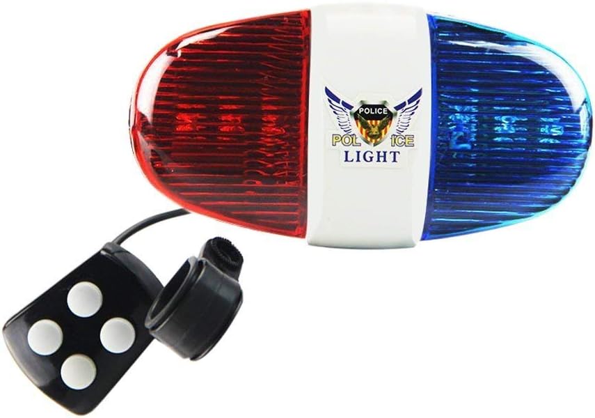 Super Loud Bike Electric Horn, Bicycle 6 LED Lights Electronic Cycling Bike Police Sound Light 4 Sounds Trumpet Cycling Horn Bell Siren for Kids Bicycle