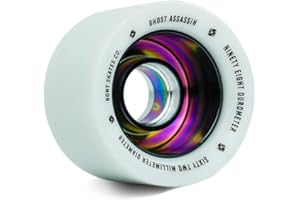 Bont Ghost Assassin Roller Skate Wheels | 62mm 98A | Aluminum Hub | Jam & Speed Skating | Indoor | Set of 4 wheels | White