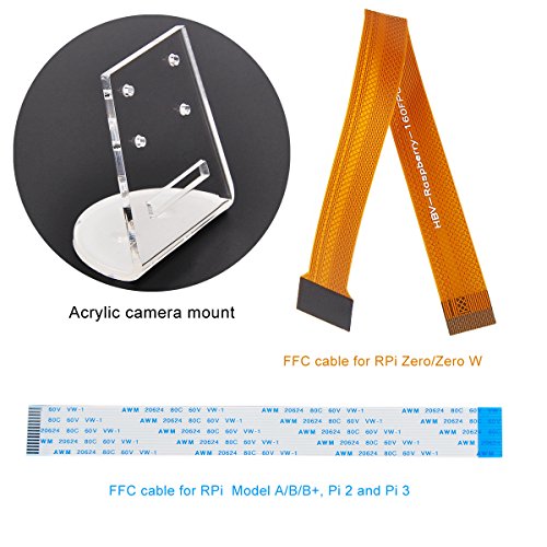 Makerfocus 2pcs Raspberry Pi Camera Cable FFC 15CM for Raspberry Pi Zero or Zero W and Raspberry Pi 2 Raspberry Pi 3 Model B Model B+ and Raspberry Pi Camera Mount