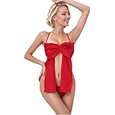RNHGBB Sexy Unwrap Me Bow Lingerie for Women, Babydoll Lingerie Valentines Lingerie Red, Onesize 2-8