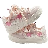 Fujedmog Star Shoes Walking Sneakers for Women Platform White Shoes Soft Comfortable Cute Star Sheep Decor US4-8