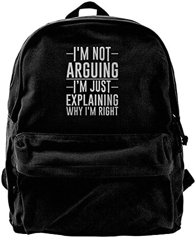 Xsmkswqsqw Im Not Arguing Just Explaining Why I'm Right Youth One Size Canvas Backpack Rucksack Unisex For School Travel Hiking