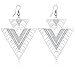 Happy Source Fashion Jewelry Double Triangle Earrings Hollow Dangle Earrings Silver Plated