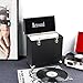 Retround Vintage Retro Vinyl Leather Record Holder Case, LP Storage Carrying Case for 78 RPM, 45 RPM, 33 RPM Standard Size Vinyl Records Collections Storage Organizer Display Box-12 in Leather Black