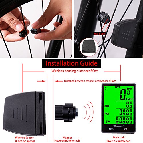 image for West Biking Cycle Computer, Bike Odometer Speedometer for Mountain Roa