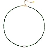 Iswawo Beaded Gemstone Necklace with Pearl Pendant, Women Bohemian 18K Gold Plated Freshwater Pearl Choker Natural Stone Bead Decoration Charm Women Jewelry Handmade Vacation Elegant Gift