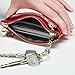 Women's Triple Zipper Leather Coin Purse Change wallet Coin Pouch RFID Card Holder with Key Ring