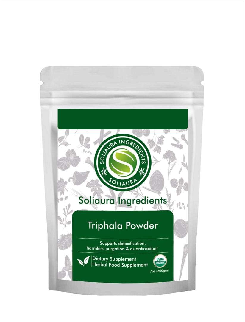 Triphala Powder Terminalia Chebula 7 Oz (200 gm) Soliaura Ingredients- Organically Grown
