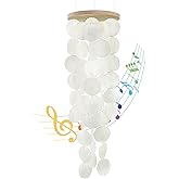 Wind Chimes for Outside - Handcrafted White Capiz Shells Windchime Coastal Style Decor for Indoor/Outdoors, Garden Decor, Great for Women, Wind Chimes Lovers and More