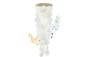 WEDOSOY Wind Chimes for Outside - Handcrafted White Capiz Shells Windchime Coastal Style Decor for Indoor/Outdoors, Garden Decor, Great for Women, wind chimes lovers and more