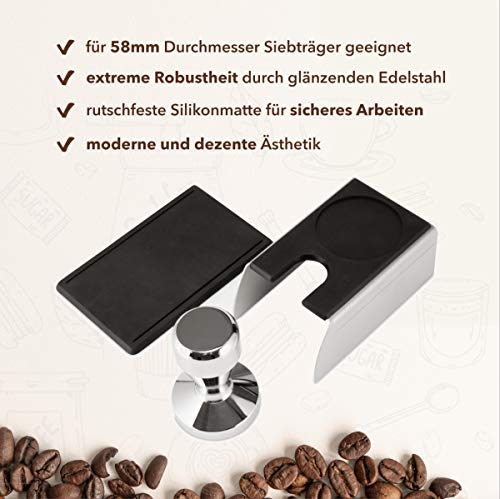 Kaffee Tamper 58mm mit Auflage für Siebträger - Edelstahl Barista Zubehör bestehend aus Tamper Station und Espresso… – Bild 6