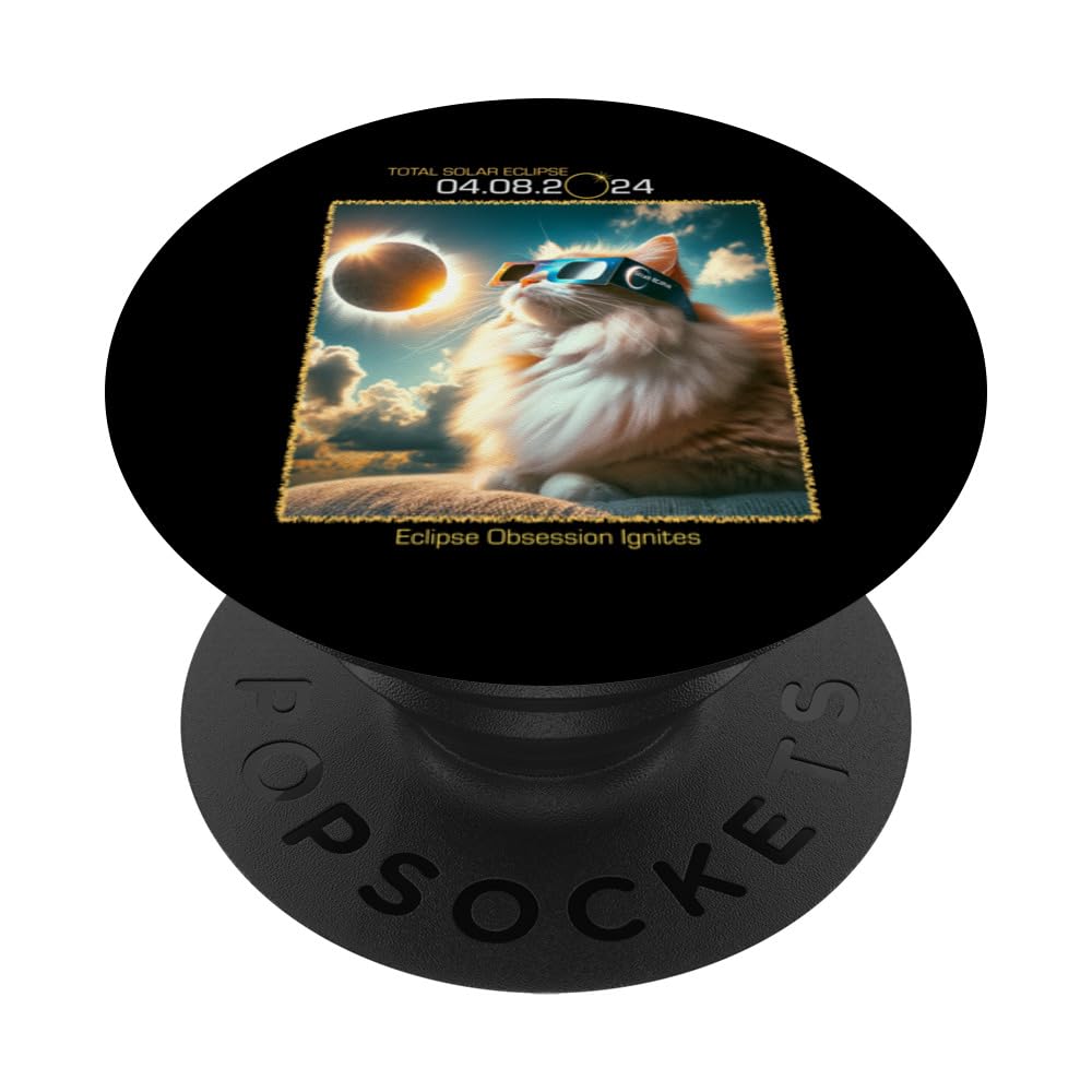 Cat in Solar Eclipse Glasses Eclipse Obsession Ignites PopSockets Swappable PopGrip