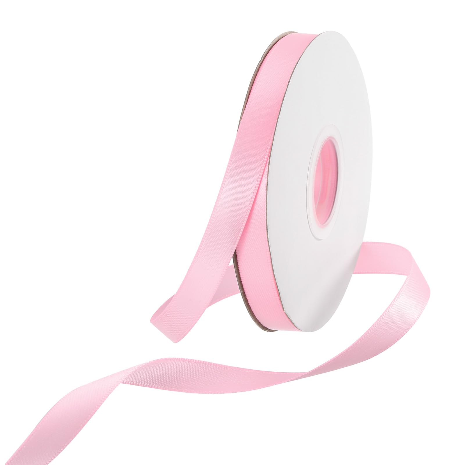 Rebower 10mm Satin Ribbon 46m Thick Double Face Grosgrain Silk Ribbon, [for Gift Wrapping, Hair Bows, Wedding, Cake, Flower] - 50 Yard/150ft/ Pale Pink
