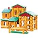 Smart Builder Wood Cabin Logs Building Toys - Preschool Education Toy - Master 400 Piece Log Set with14 Bonus Building Accessories - Real Wood Blocks Game Kit for Girls and Boys