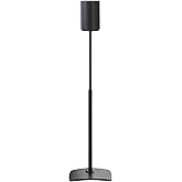 Sanus Speaker Stand for Sonos Era 100 Speakers - Height Adjustable Single Stand w/Easy 3 Step Install - Includes Rubber Feet & Carpet Spikes - Black