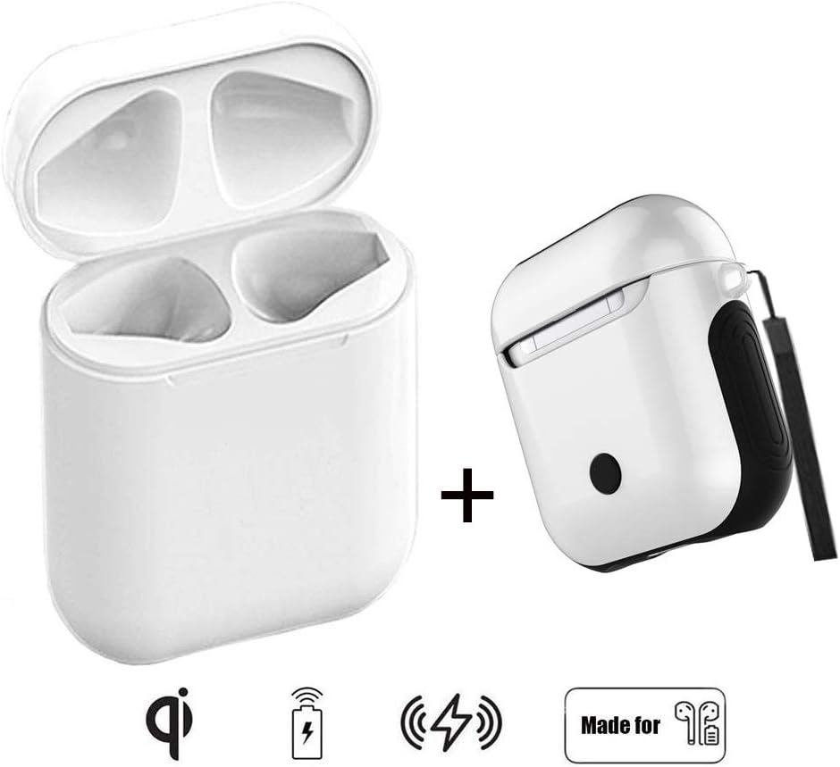 Lenture Wireless Charging Case Replacement Compatible with Airpods (Not Included Airpods), Built in 450mAh Battery, Supply 5 Times Full Charged Airpods Charging Protection Carrying Case (White)