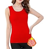Flenwgo Womens Cotton Thermal Fleece Lined Underwear Tops Cami Tank Top Warm Base Layer Vest