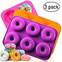 Silicone Donut Baking Pan, Non-Stick Donut Mold, Dishwasher, Oven, Microwave, Freezer Safe，BPA_free，Bake Full Size Perfect Shaped Doughnuts by Amison (3 pack)