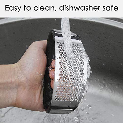 Neepanda Stainless Steel Garlic Press Rocker Garlic Chopper Crusher Rocking Solid Mincer Ginger Crusher Squeezer - Easy to Clean, Dishwasher Safe, Perfect Gift for Any Occasion