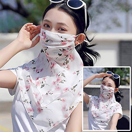 Sun Protection Chiffon Face Cover Dust Neck Gaiter Scarf Print Balaclavas Women