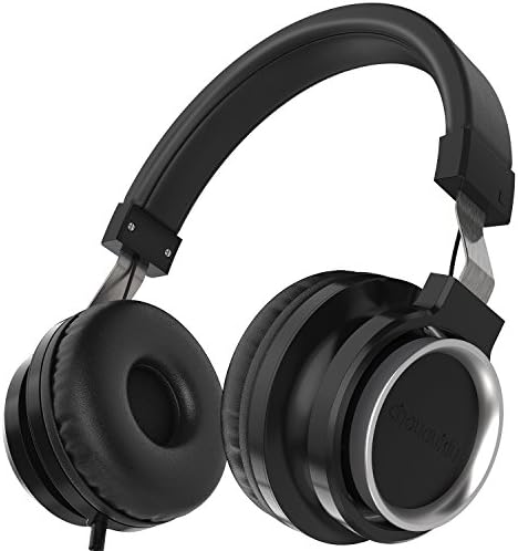 Chououkiu Over-Ear Headphones Stereo Wired Lightweight Adjustable Portable Headband Headsets with Microphone for iPhone iPad Android Smartphones Laptop Tablet for Kids or Adults (Black)