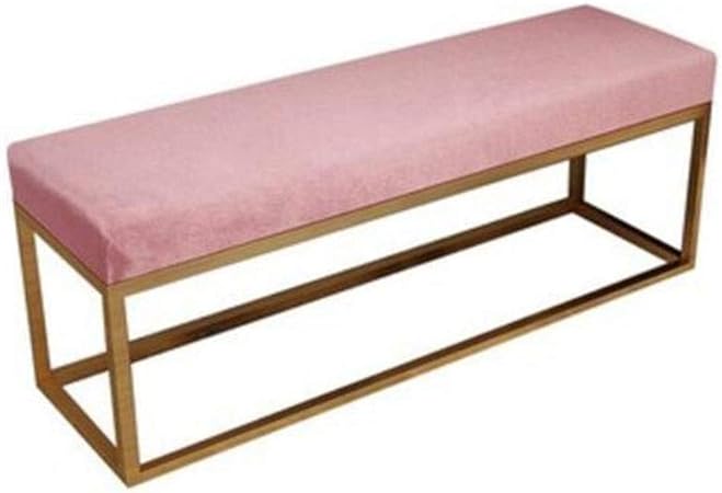 Ecsd Pouf Contemporain Banquette Rectangulaire Rembourre Dore Base En Fer Forge Entree Banquette Chambre Lit Extremite Tabouret Couleur Rose Taille 100cm Amazon Fr Cuisine Maison