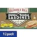 Bumble Bee Boneless and Skinless Sardines in Olive Oil, 4.4 oz Can (Pack of 12) - Wild Caught Sardines - 21g Protein per Serving - Gluten Free, Keto Friendly - Great for Pasta & Seafood Recipes