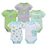 Momsbabe Mom Baby Bodysuit Organic Cotton Bebies Boy Girl The Dinosaur Gift Newborn Short Sleeve 5Pack