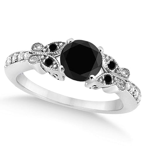Preset Women S Black And White Diamond Butterfly Engagement Ring W
