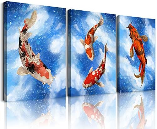 modern Canvas Prints Wall Art Paintings Wall Artworks Pictures for Living Room Bedroom kitchen Decoration, Abstract watercolor Painting 3 piece dining room Home Wall decor Blue Ocean fish posters