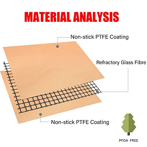 PR PeakRous Grill Mats for Outdoor Grill, 5 Packs (2 Copper Grill Mats, 3 BBQ Mesh Mats, 2 Cleaners) Heavy Duty 0.3MM Thicker Baking Mats Nonstick Reusable for Charcoal Gas Electric Grill