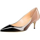 AMARANTOS Women Fashion Pointed Toe Slip On Comfort Basic Kitten Heel Pumps Shoes