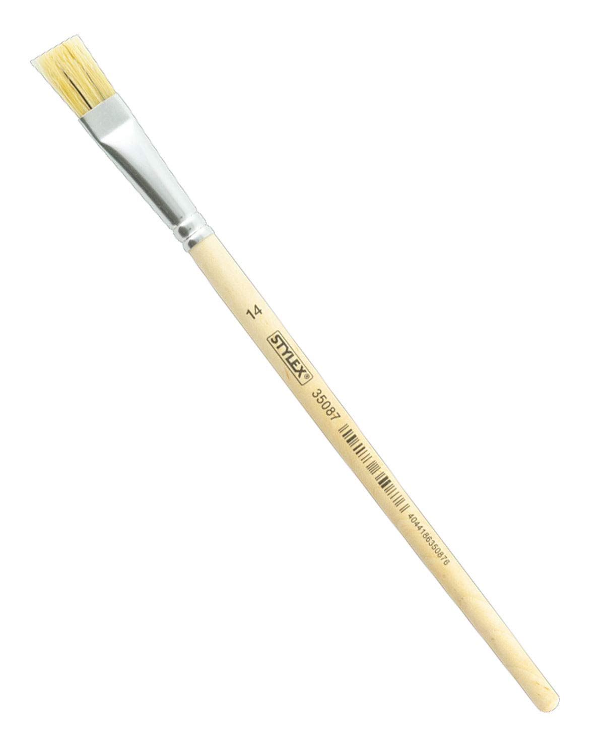 Stylex 35087 - Flat Bristle Brush in Size No. 14, Natural Handle, for Painting with Deck, Tempera, Watercolour, Oil and Acrylic Paints, Ideal for School
