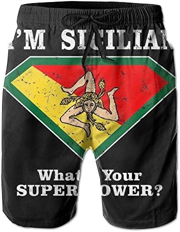 KUXUANO Sicilia Pride Light Weight Swim Trunk Teen Polo Boardshort Beach Water Short