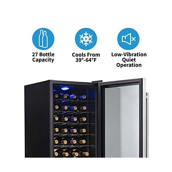 NewAir-Wine-Cooler-and-Refrigerator-27-Bottle-Freestanding-Wine-Chiller-Fridge-Stainless-steel-with-Glass-Door-AWC-270E