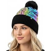 Funky Junque Women’s Puffer Beanie – Stylish Fleece Lined Waterproof Winter Hat with Faux Fur Pom Pom, Trendy Cozy Accessory
