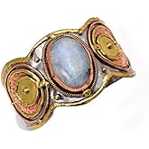 Anju Anju Mixed Metal Cuff Bracelet with Moonstone for Women
