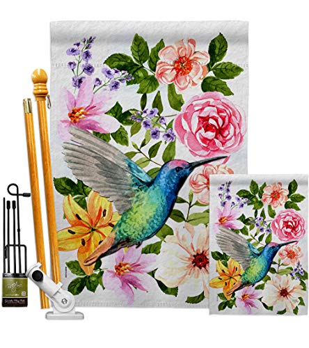 Breeze Decor Colorful Hummingbird Garden House Flag Kit Friends Birds Flamingo…