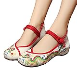 AvaCostume Chinese Traditional Dragon Embroidery Flats Cheongsam Shoes