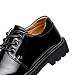 WQINSHOE Boys' Lace-up Oxford Black School Uniform Dress Shoes(Toddler/Little Kid/Big Kid)