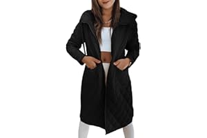 Imily Bela Womens Long Quilted Puffer Jacket Lightweight Zip Up Hooded Drawstring Winter Coats Outerwear with Pockets