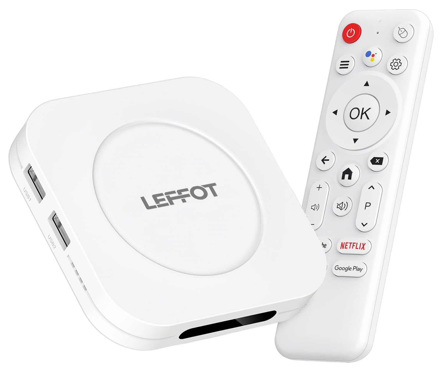 Photo 1 of Android 14 TV Box 2025, LEFFOT M1 Plus 4K Ultra HD Streaming Device for TV, 4GB RAM + 128GB ROM, Android Box with Google Assistant Voice Remote, HDR 10, 2.4G & 5G WiFi 6, BT 5.4, RK3528 Quad-Core A53