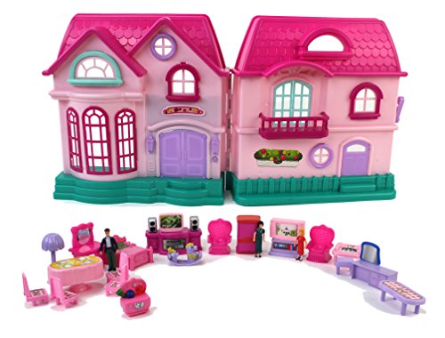 My Sweet Happy Family House Toy Dollhouse Playset w/ Double Sided House, Sounds, 3 Doll Figures, & Furniture - Thumbnail 4