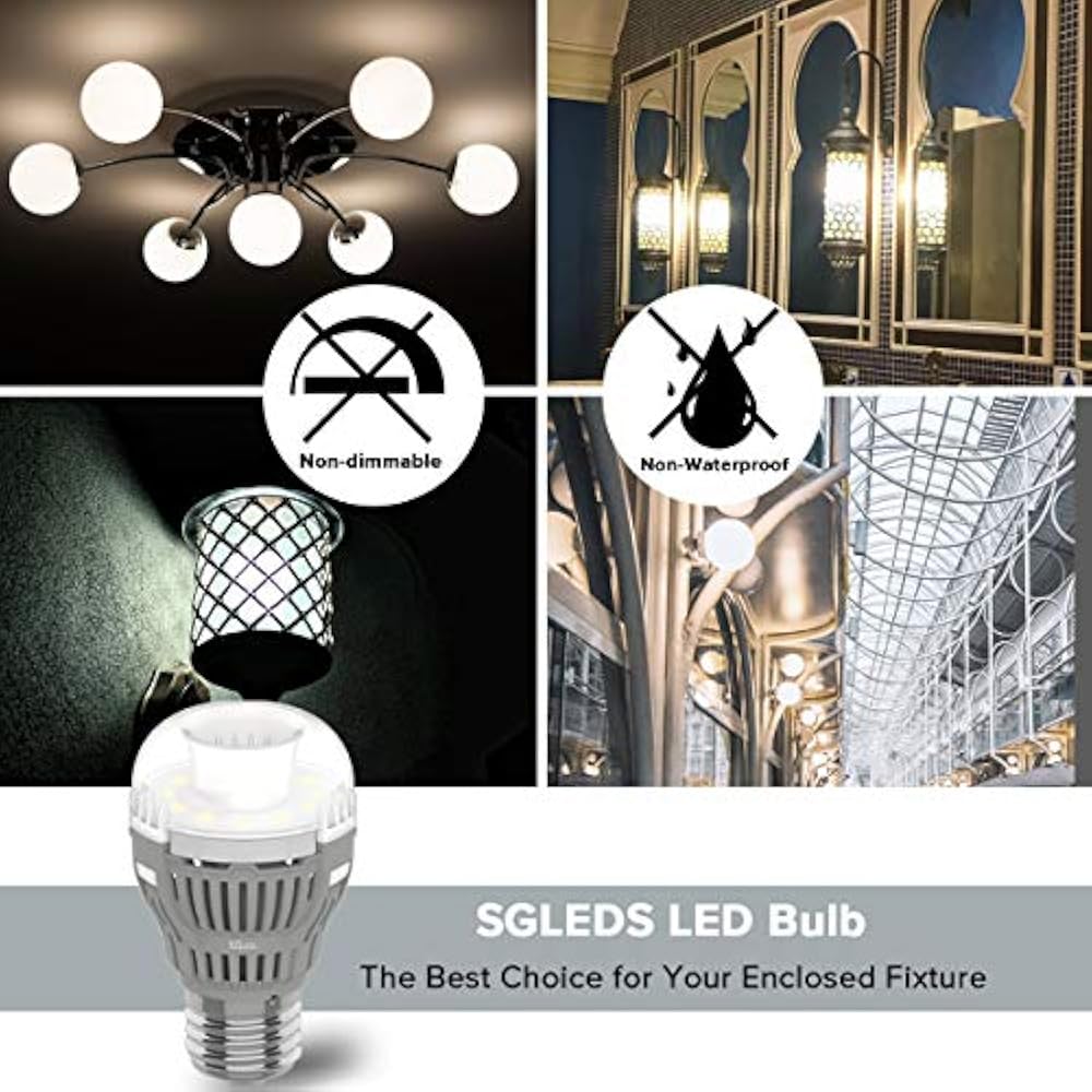 Enclosed Fixture Rated Bulbs, 8W (60W Equivalent LED Bulb), Bright