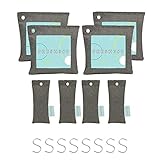 Bamboo Odor Eliminator Bags (8 Pack), Bamboo Charcoal Air Purifying Bag w/Hooks, Closet Dehumidifier, Car Scent Freshener, Gym Bag Deodorizer, Shoe Odor Eliminators, 200g & 50g Bamboo Deodorizer Bags
